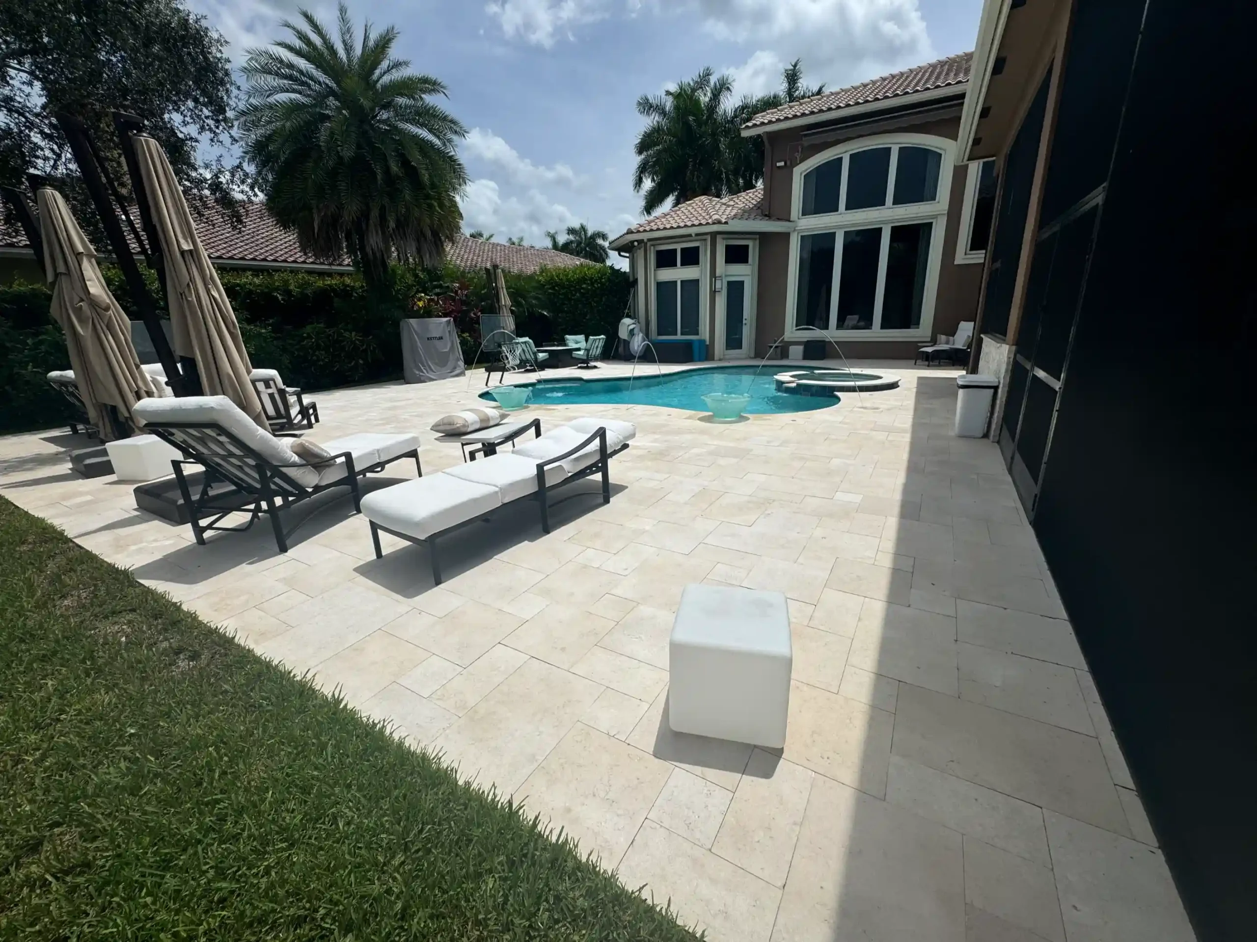 After- French Pattern pool deck remodel.