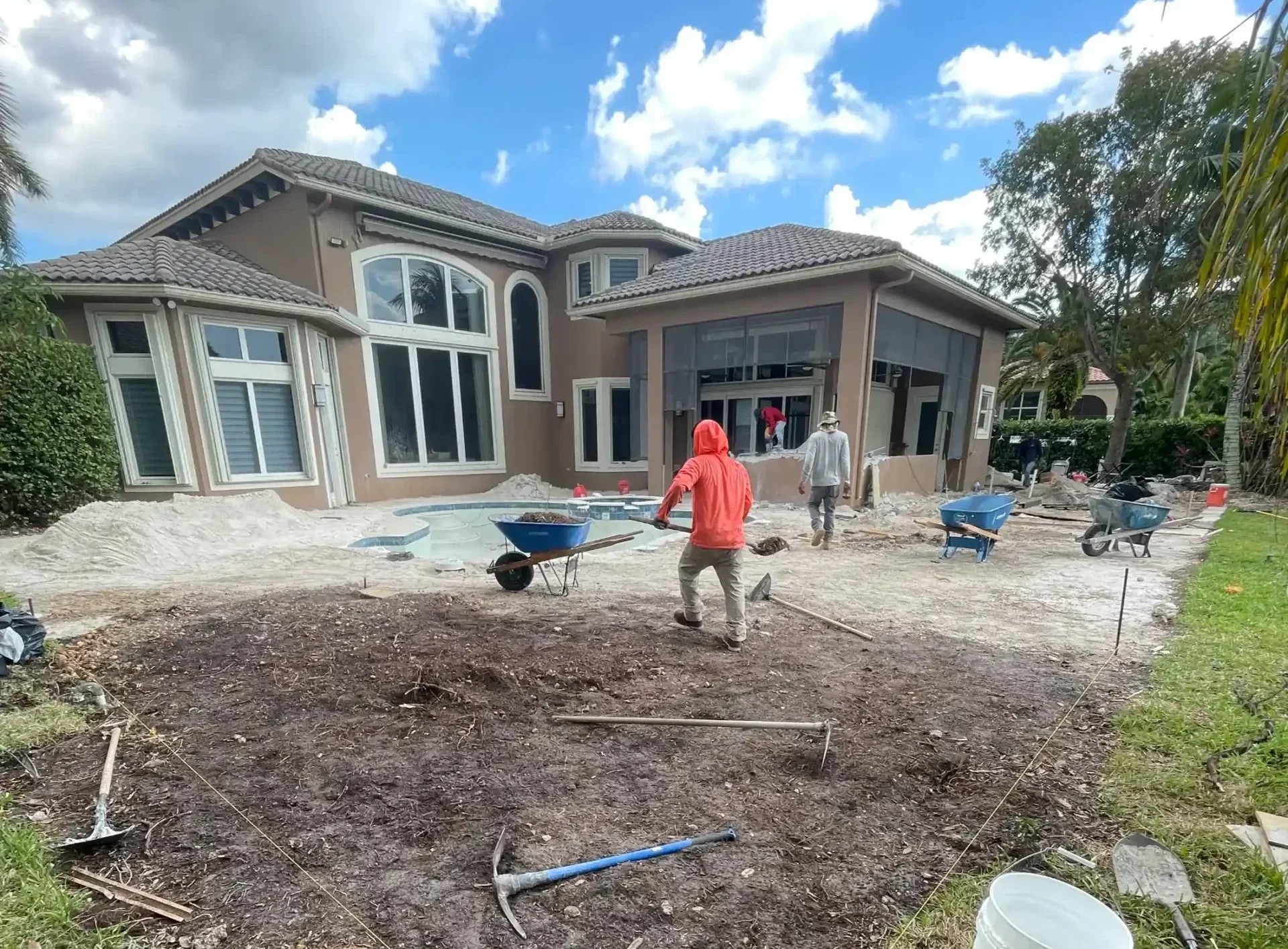 Before- French Pattern Pool deck.
